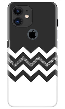 Black white Pattern2Mobile Back Case for iPhone 11 Logo Cut (Design - 83)