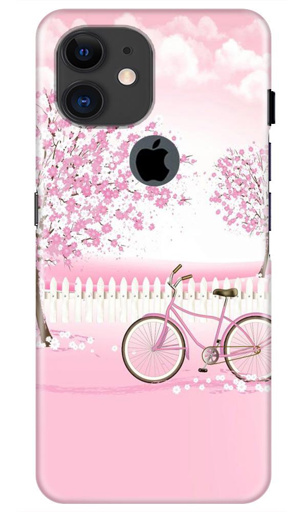 Pink Flowers Cycle Case for iPhone 11 Logo Cut  (Design - 102)