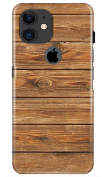 Wooden Look Mobile Back Case for iPhone 11 Logo Cut  (Design - 113)
