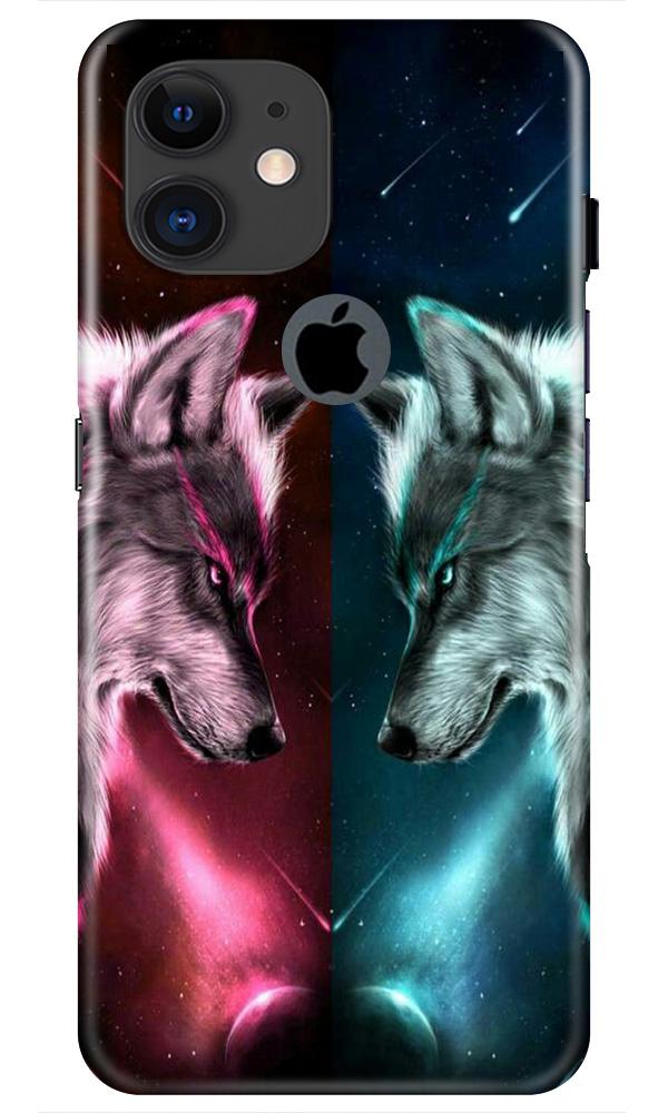 Wolf fight Case for iPhone 11 Logo Cut (Design No. 221)