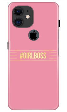 Girl Boss Pink Mobile Back Case for iPhone 11 Logo Cut (Design - 263)