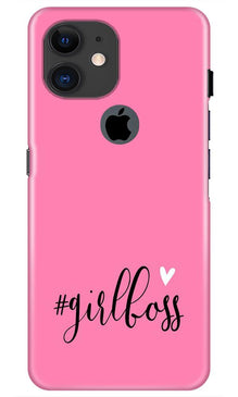 Girl Boss Pink Mobile Back Case for iPhone 11 Logo Cut (Design - 269)