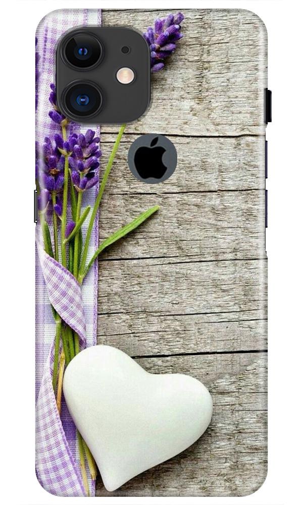 White Heart Case for iPhone 11 Logo Cut (Design No. 298)