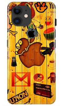 Wooden Texture Mobile Back Case for iPhone 11 Logo Cut (Design - 367)