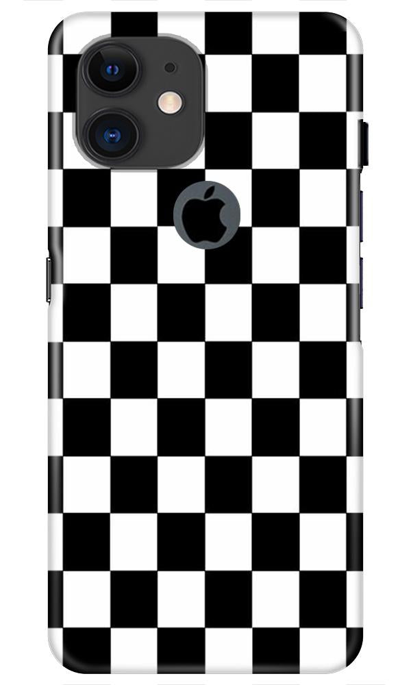 Black White Boxes Mobile Back Case for iPhone 11 Logo Cut (Design - 372)
