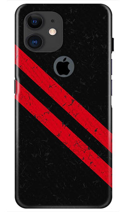 Black Red Pattern Mobile Back Case for iPhone 11 Logo Cut (Design - 373)
