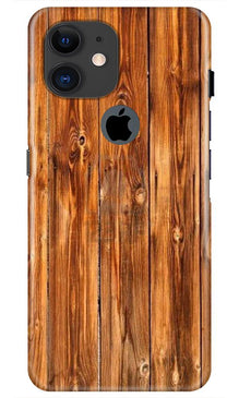 Wooden Texture Mobile Back Case for iPhone 11 Logo Cut (Design - 376)