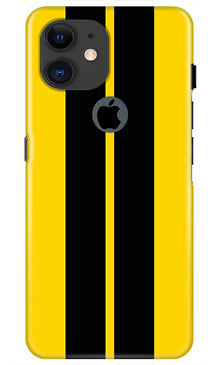 Black Yellow Pattern Mobile Back Case for iPhone 11 Logo Cut (Design - 377)
