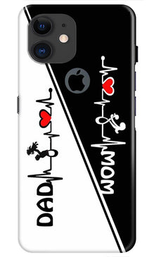 Love Mom Dad Mobile Back Case for iPhone 11 Logo Cut (Design - 385)