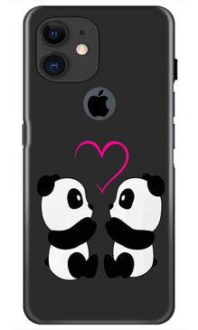 Panda Love Mobile Back Case for iPhone 11 Logo Cut (Design - 398)