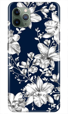 White flowers Blue Background Mobile Back Case for iPhone 11 Pro Max (Design - 14)