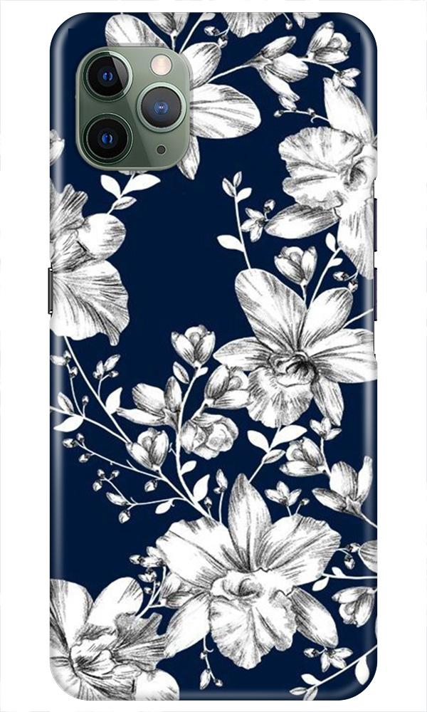 White flowers Blue Background Case for iPhone 11 Pro Max