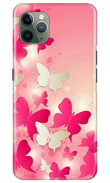 White Pick Butterflies Mobile Back Case for iPhone 11 Pro Max (Design - 28)