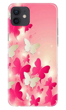 White Pick Butterflies Mobile Back Case for iPhone 12 (Design - 28)