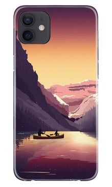 Mountains Boat Mobile Back Case for iPhone 12 Mini (Design - 181)