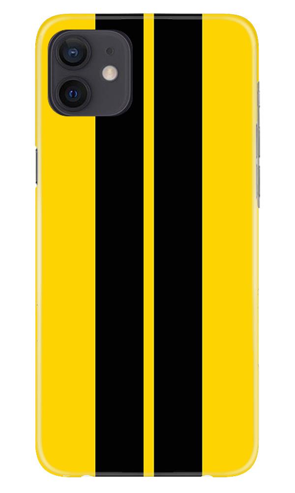 Black Yellow Pattern Mobile Back Case for iPhone 12 (Design - 377)