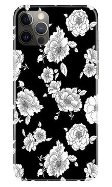 White flowers Black Background Mobile Back Case for iPhone 12 Pro (Design - 9)