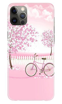 Pink Flowers Cycle Mobile Back Case for iPhone 12 Pro  (Design - 102)