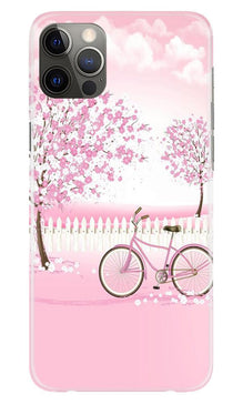 Pink Flowers Cycle Mobile Back Case for iPhone 12 Pro  (Design - 102)