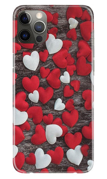 Red White Hearts Mobile Back Case for iPhone 12 Pro  (Design - 105)
