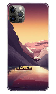 Mountains Boat Mobile Back Case for iPhone 12 Pro Max (Design - 181)