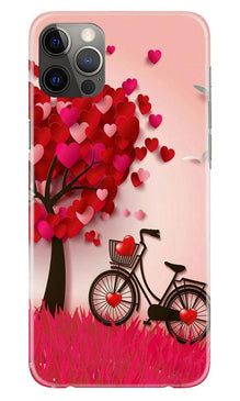 Red Heart Cycle Mobile Back Case for iPhone 12 Pro (Design - 222)