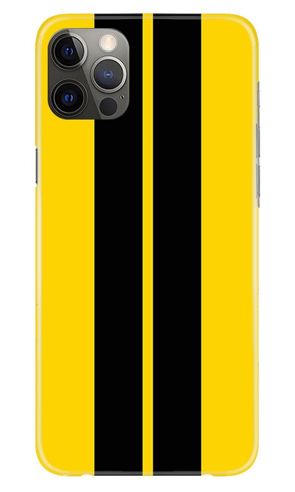 Black Yellow Pattern Mobile Back Case for iPhone 12 Pro (Design - 377)