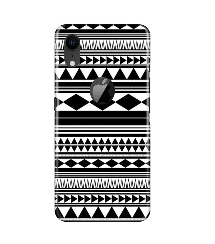 Black white Pattern Case for iPhone Xr Logo Cut