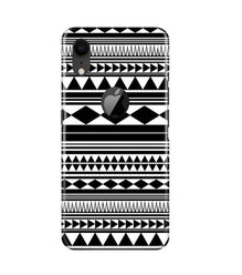 Black white Pattern Mobile Back Case for iPhone Xr Logo Cut (Design - 5)