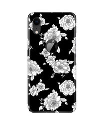 White flowers Black Background Mobile Back Case for iPhone Xr Logo Cut (Design - 9)
