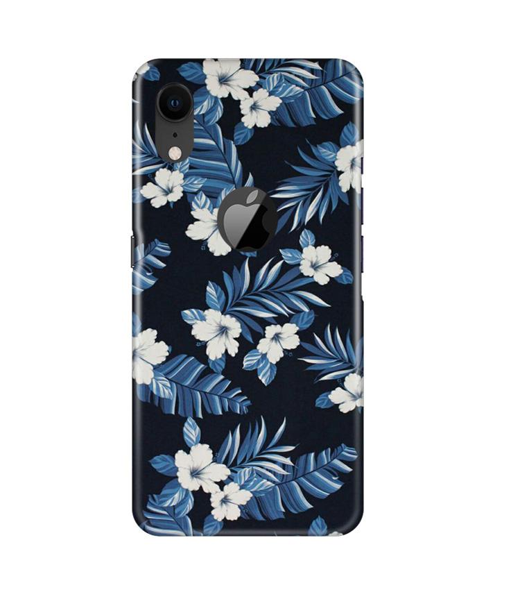 White flowers Blue Background2 Case for iPhone Xr Logo Cut