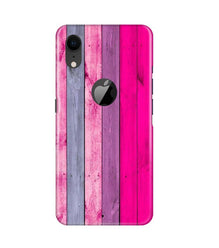 Wooden look Mobile Back Case for iPhone Xr Logo Cut (Design - 24)