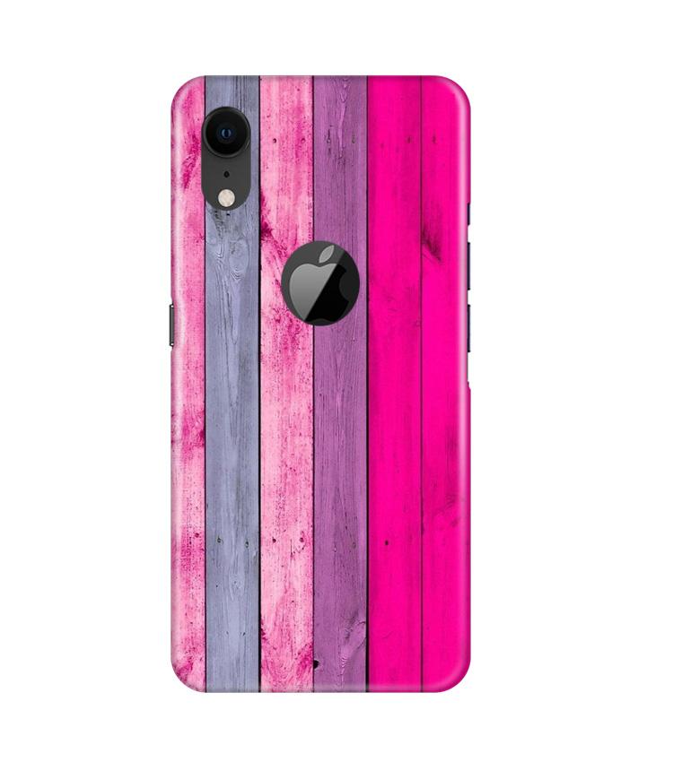 Wooden look Case for iPhone Xr Logo Cut
