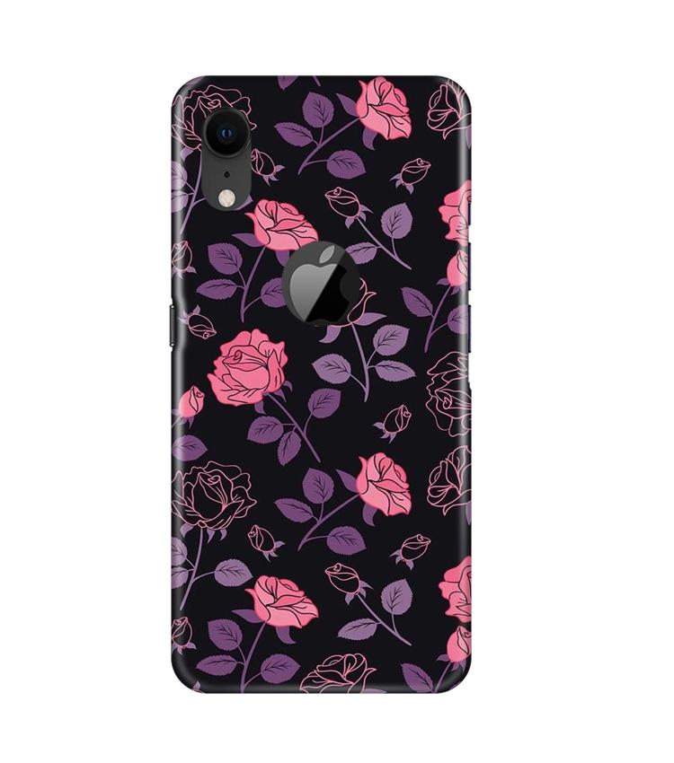 Rose Black Background Case for iPhone Xr Logo Cut