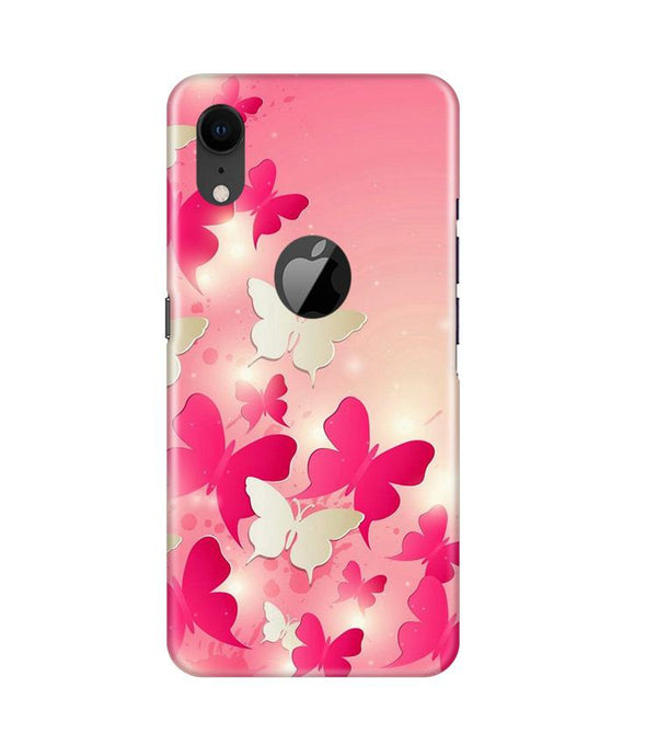 White Pick Butterflies Case for iPhone Xr Logo Cut