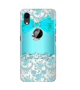 Shinny Blue Background Case for iPhone Xr Logo Cut