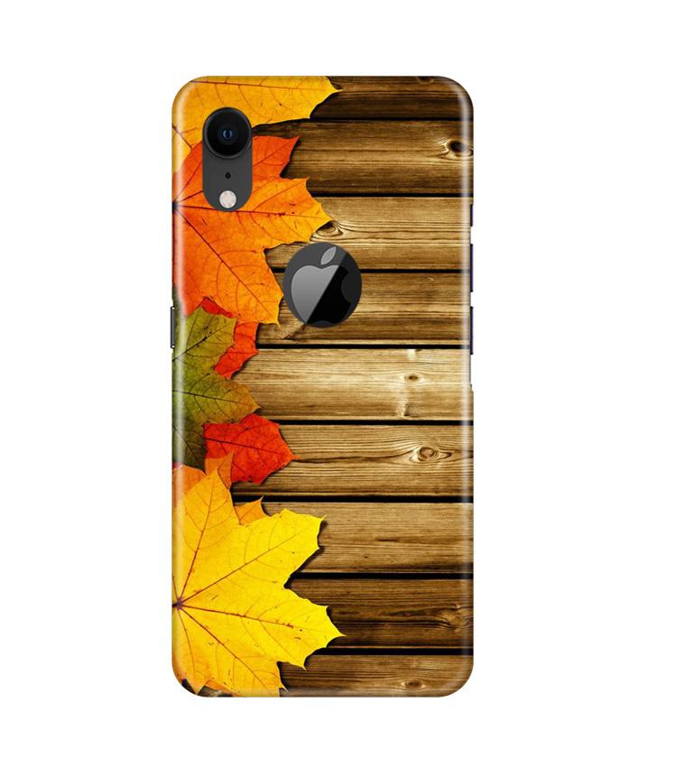 Wooden look3 Case for iPhone Xr Logo Cut