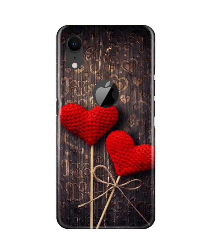 Red Hearts Case for iPhone Xr Logo Cut