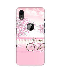 Pink Flowers Cycle Mobile Back Case for iPhone Xr Logo Cut  (Design - 102)