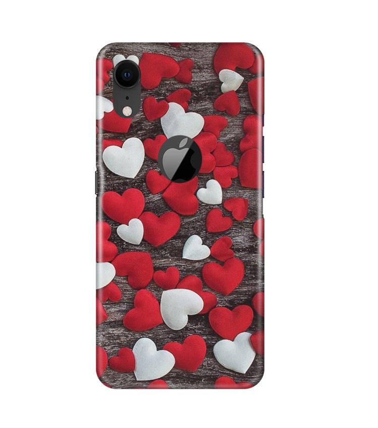 Red White Hearts Case for iPhone Xr Logo Cut  (Design - 105)