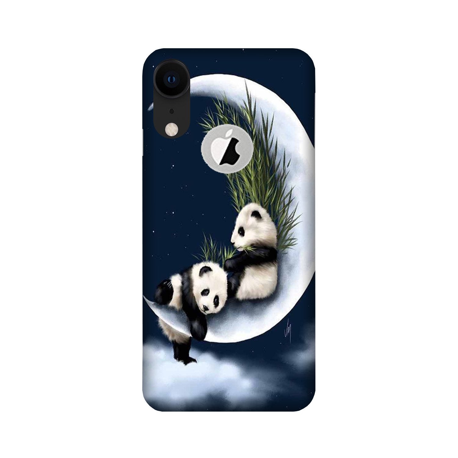 Panda Moon Mobile Back Case for iPhone Xr logo cut (Design - 318)