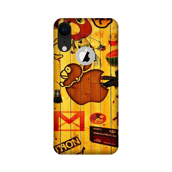 Wooden Texture Mobile Back Case for iPhone Xr logo cut (Design - 367)