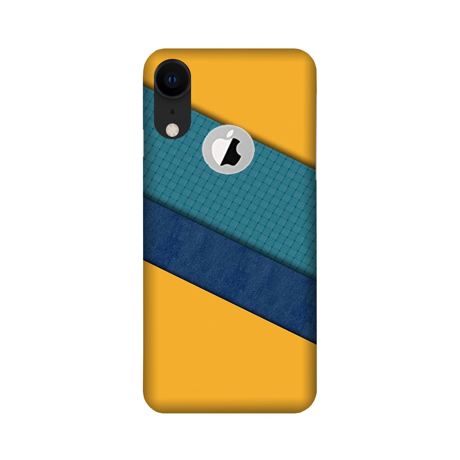 Diagonal Pattern Mobile Back Case for iPhone Xr logo cut (Design - 370)