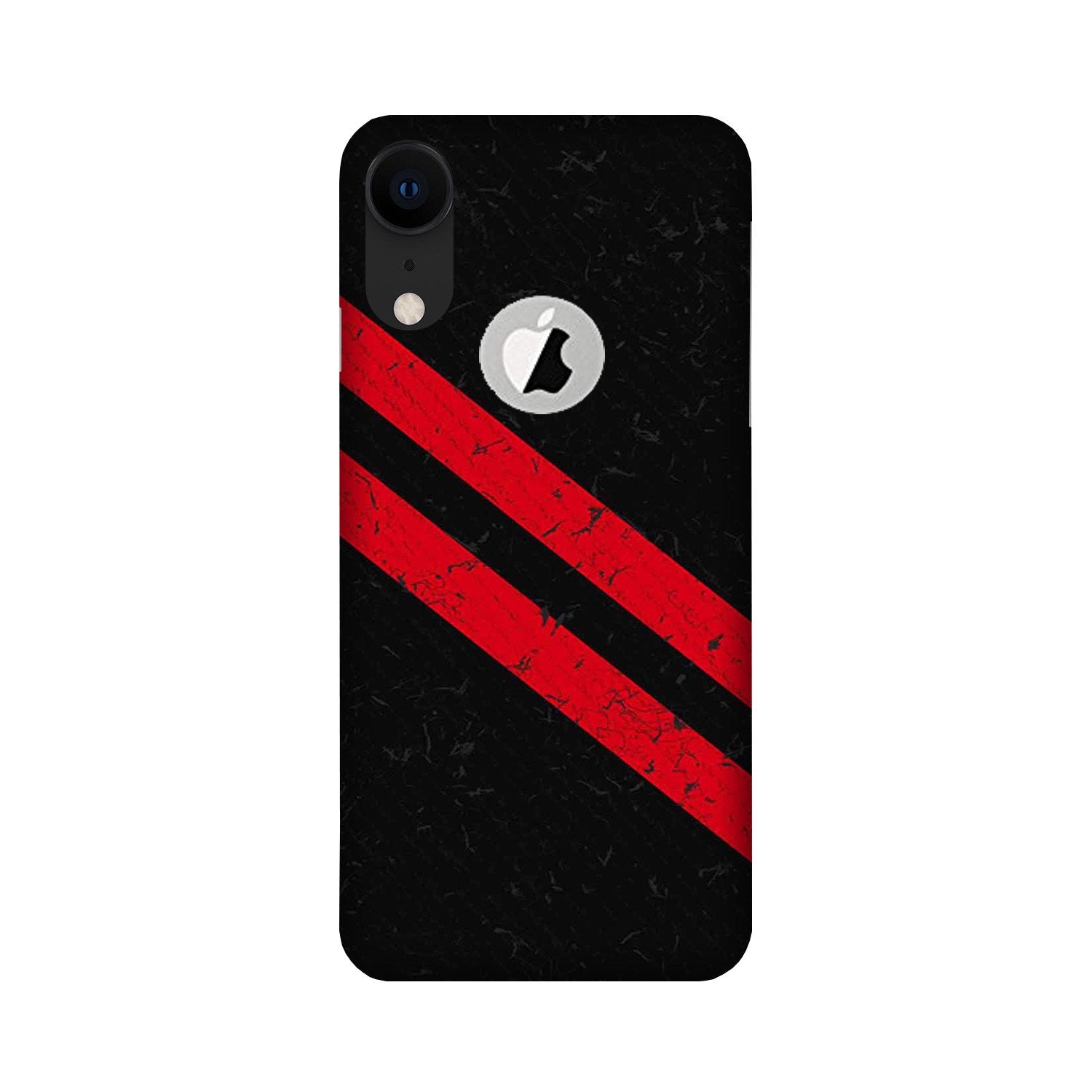 Black Red Pattern Mobile Back Case for iPhone Xr logo cut (Design - 373)