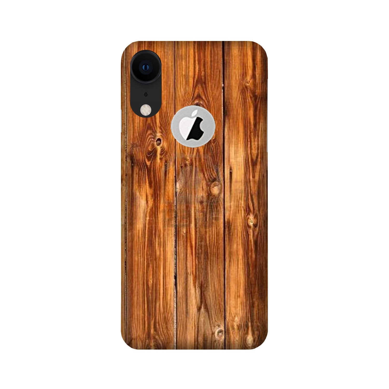 Wooden Texture Mobile Back Case for iPhone Xr logo cut (Design - 376)