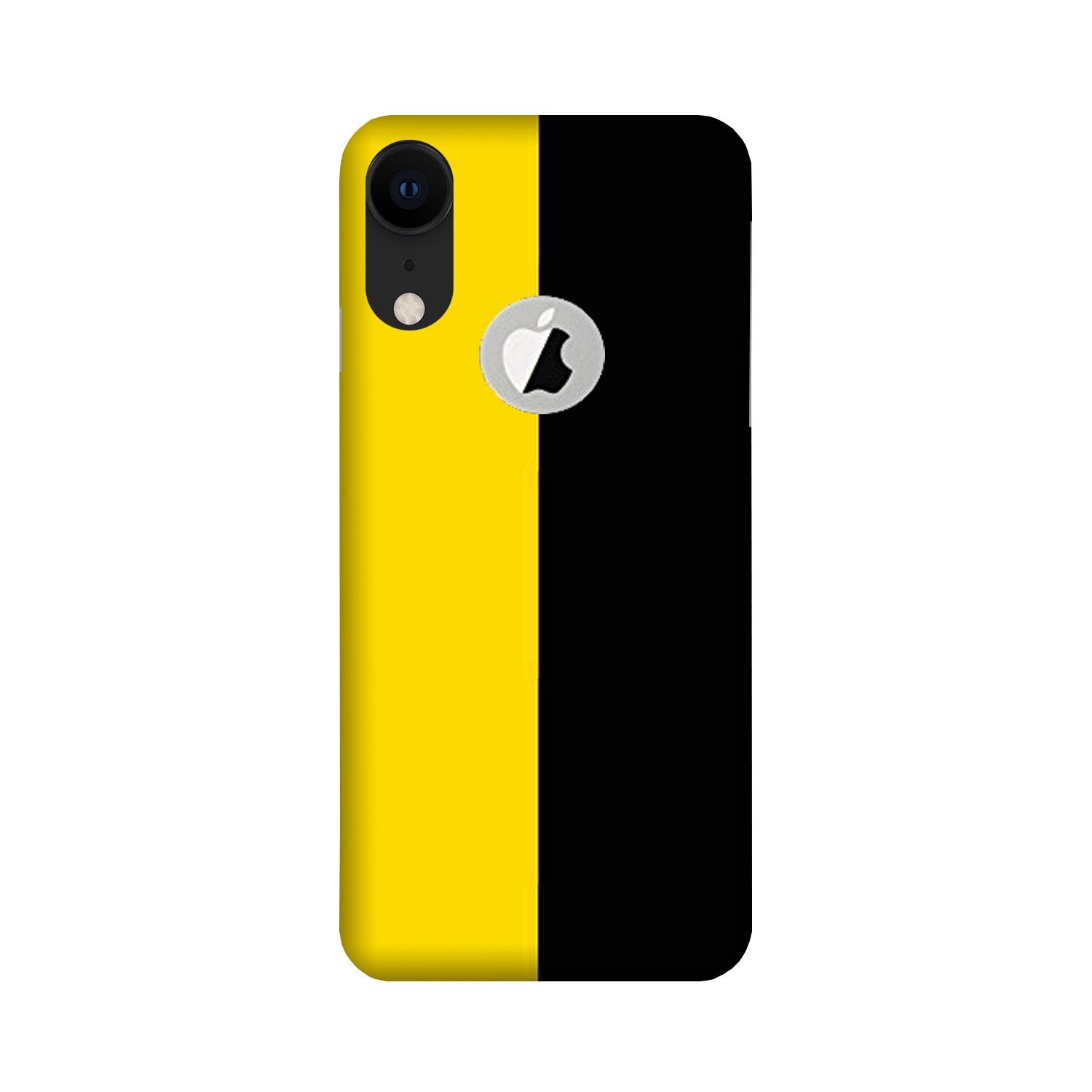 Black Yellow Pattern Mobile Back Case for iPhone Xr logo cut (Design - 397)