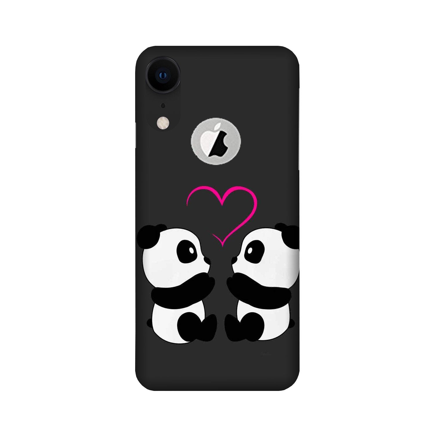 Panda Love Mobile Back Case for iPhone Xr logo cut (Design - 398)