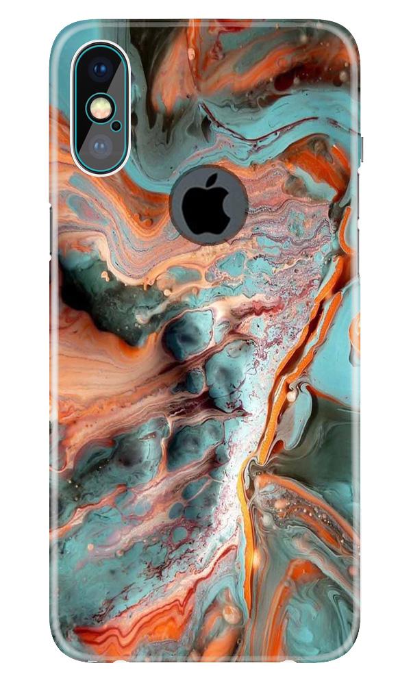 Marble Texture Mobile Back Case for iPhone X logo cut (Design - 309)