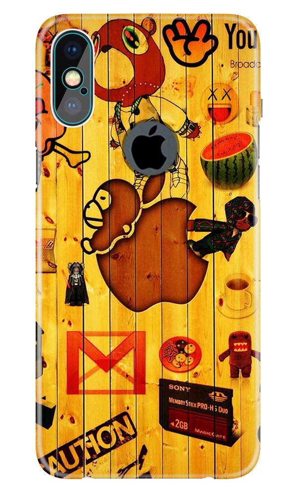 Wooden Texture Mobile Back Case for iPhone X logo cut (Design - 367)