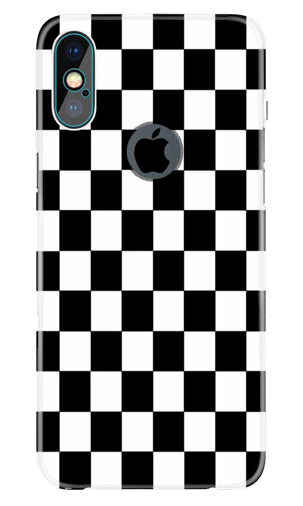 Black White Boxes Mobile Back Case for iPhone X logo cut (Design - 372)